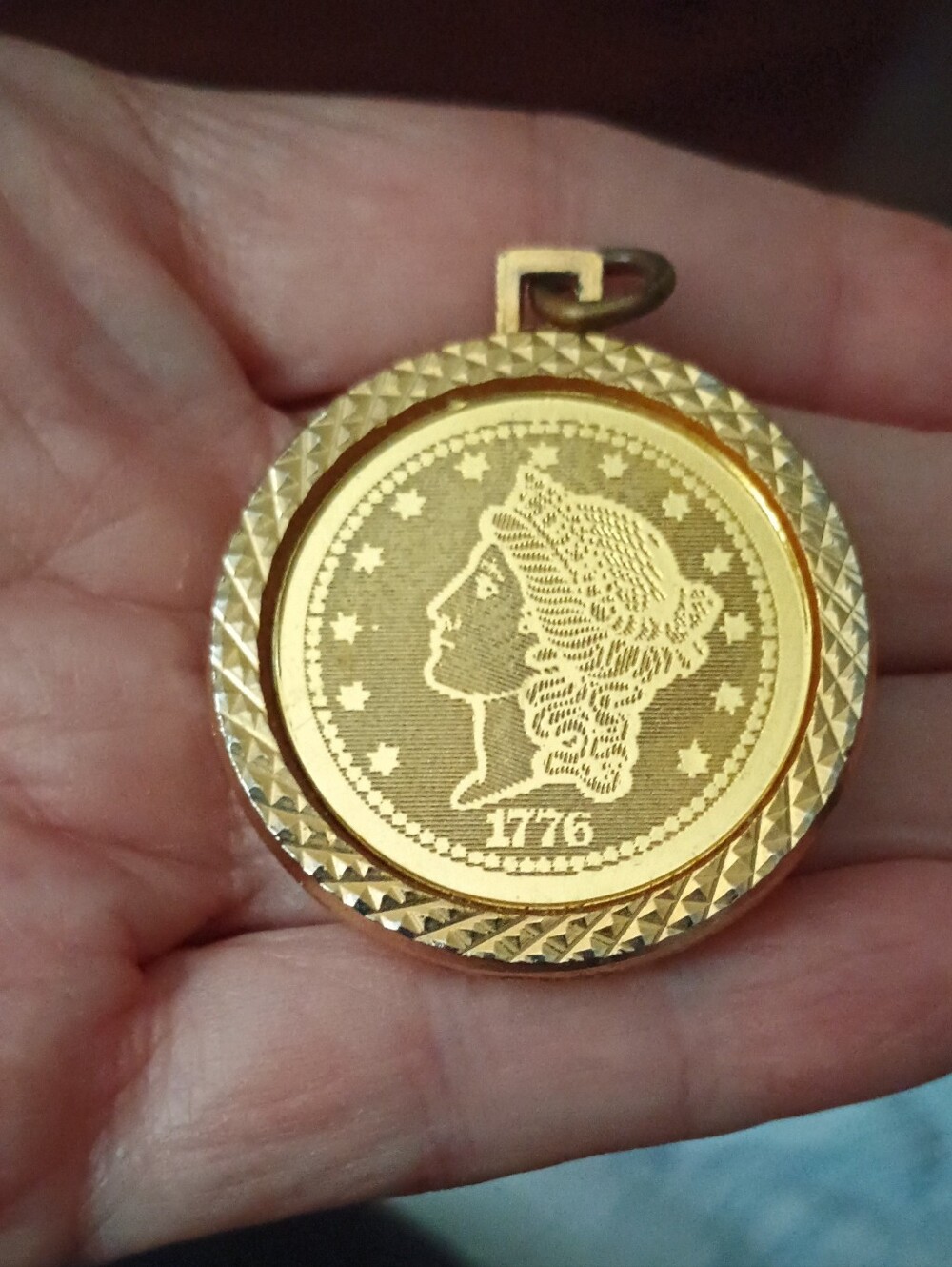 Vintage Gold Coin Pendant Necklace - Gold Finish